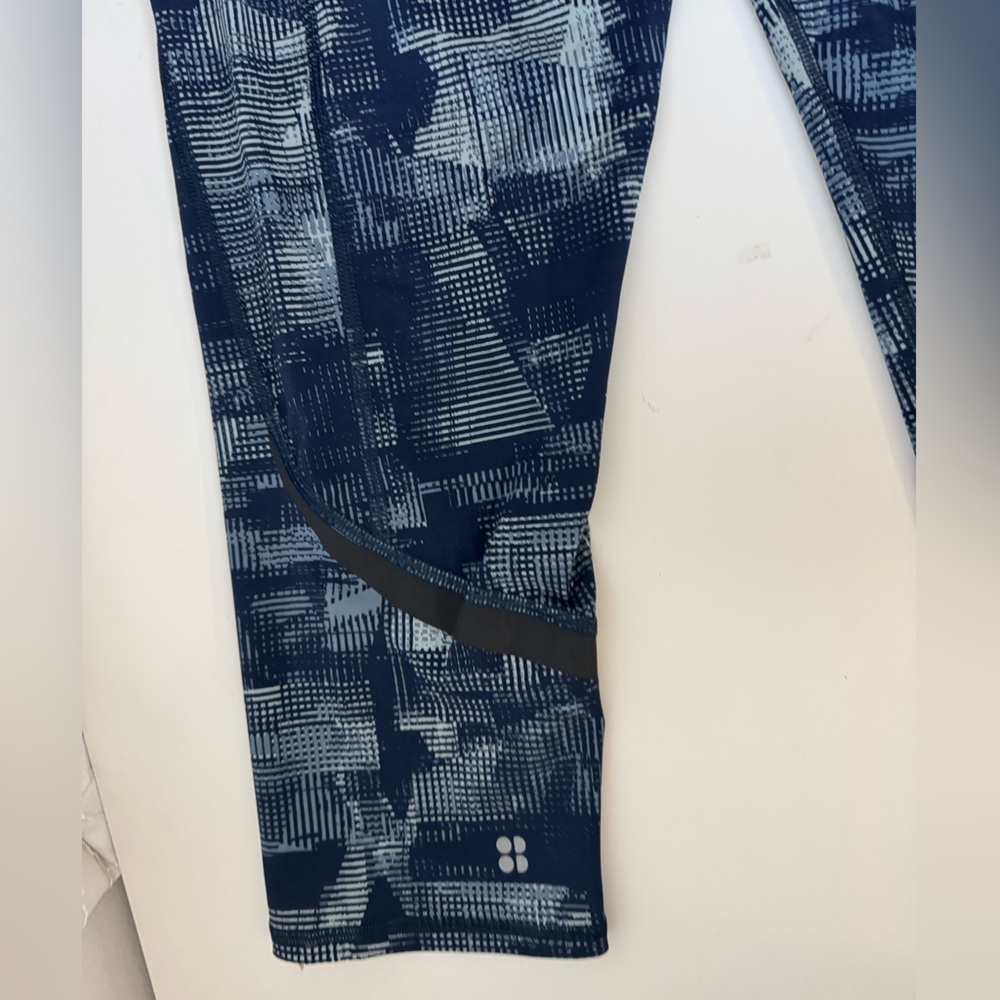 Sweaty Betty Leggings Blue White Grid Pattern 7/8 Length M - Picture 10 of 13